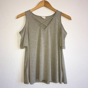 Olive Green Cold-Shoulder Top